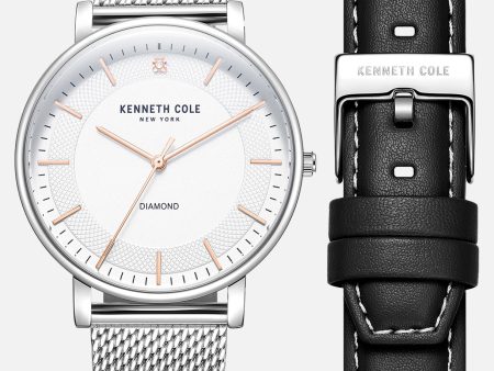 Kenneth Cole Genuine Diamond Stainless Steel Watch with Interchangeable Bracelet Strap Gift Set Online Sale