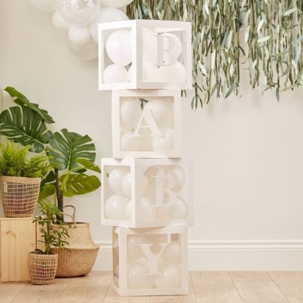 White Baby Shower Block Decoration Supply