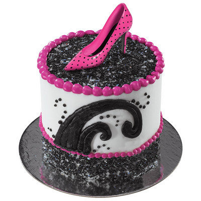 Sexy Pink & Black High Heel Cake Toppers 12 per pack For Cheap