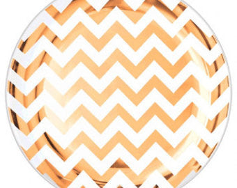 Premium Quality Dinner Plates - Rose Gold Chevron Discount