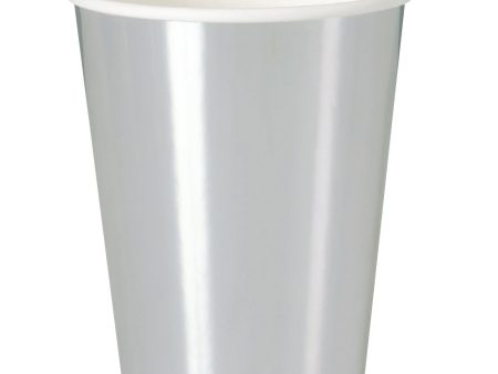 Metallic Silver Paper Cups 8 Count 12 oz. Online