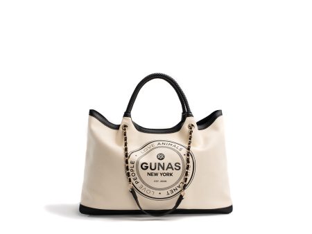 Gunas New York RUTH Off White   Black Vegan Canvas Tote Supply