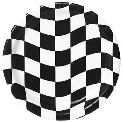 Black & White Check - 7  Plates - 8 Count Supply