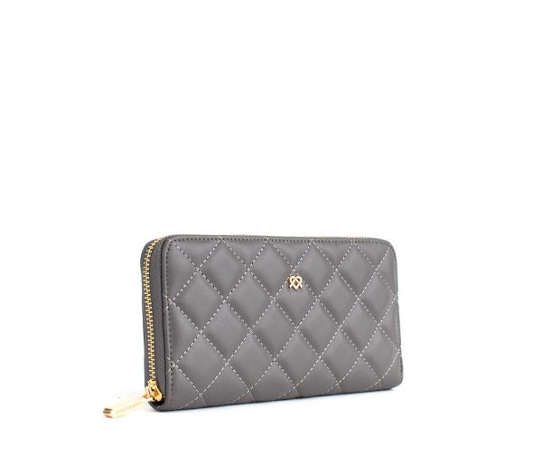 Gunas New York Uptown Quilted Grey Zip Wallet For Discount