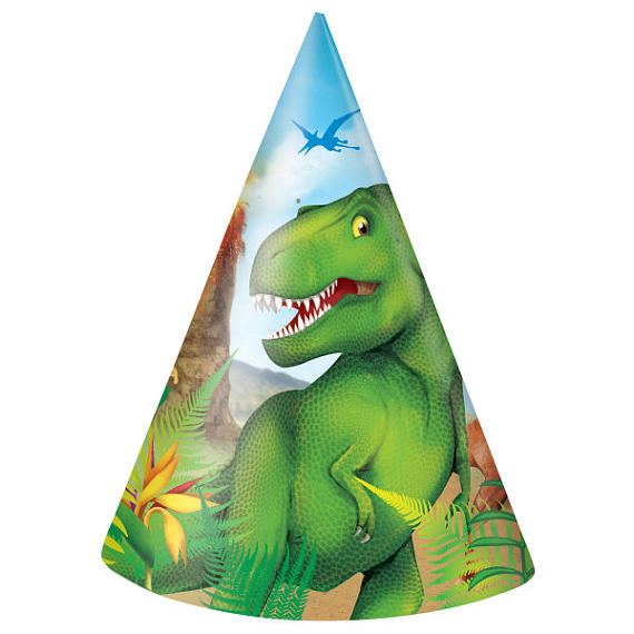 Dinosaur Party Hats 8 Pack Supply