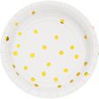 White and Gold Foil Polka Dot Dessert Plates  8 Count 7  Online now