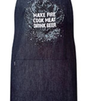 BBQ Denim Apron - Make Fire, Cook Meat, Drink Beer Online Sale