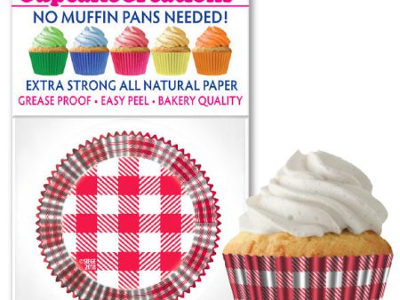 Red & White Plaid Grease Proof Cupcake Liners 32 Pack Hot on Sale