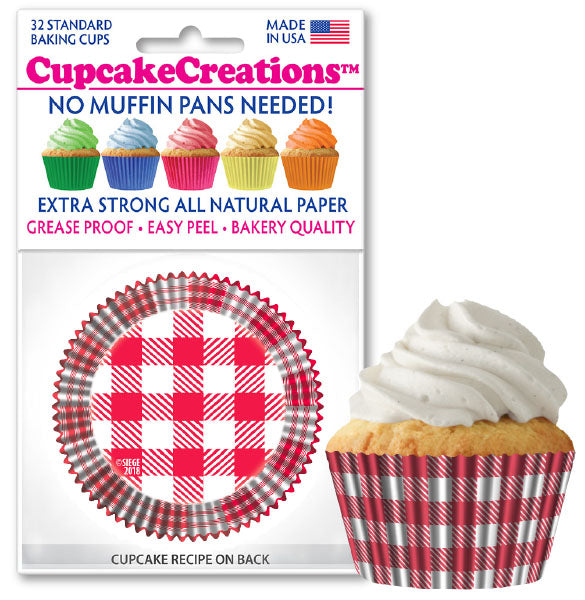 Red & White Plaid Grease Proof Cupcake Liners 32 Pack Hot on Sale