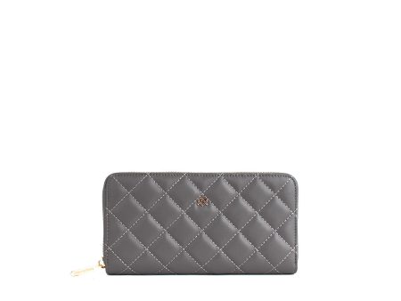 Gunas New York Uptown Quilted Grey Zip Wallet For Discount