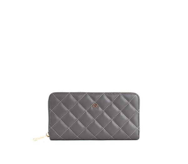 Gunas New York Uptown Quilted Grey Zip Wallet For Discount