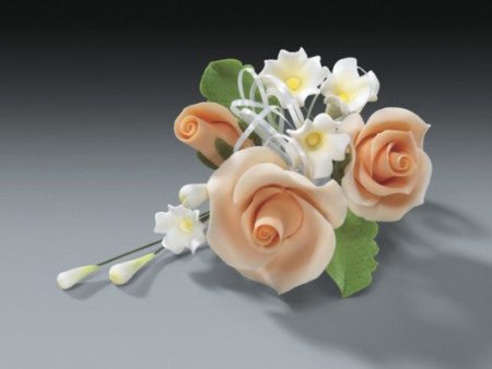 Gum Paste - Cake Topper - Peach Rose Cascade 4.5  Sale