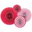 Paperlove - Party Fans - Red & White - 4 Count For Cheap