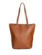 HOOPLA LEATHER SMALL ZIP TOTE TAN For Discount