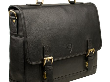 Hidesign Hunter 15  Laptop Compatible Leather Briefcase Black Online now