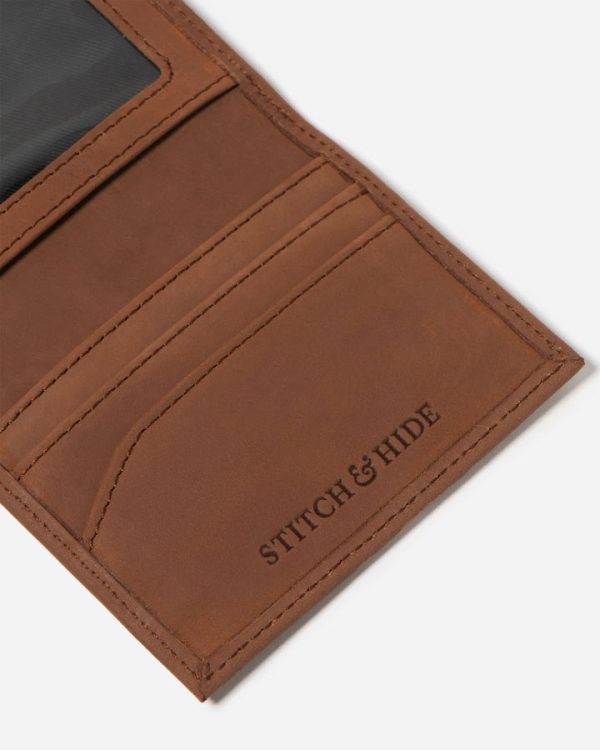 STITCH & HIDE LEATHER TIM CARD HOLDER CAFE BROWN Online now