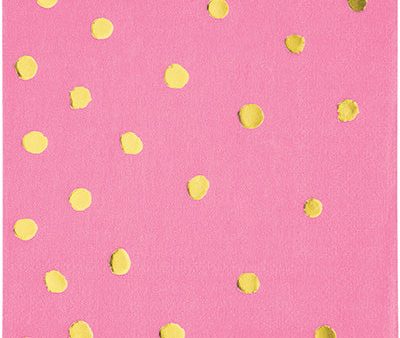 Pink and Gold Foil Polka Dot-Beverage Napkins - 16 Count   3 Ply Hot on Sale