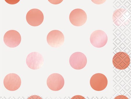 Rose Gold & Pink Polka Dot Dessert Napkins Supply