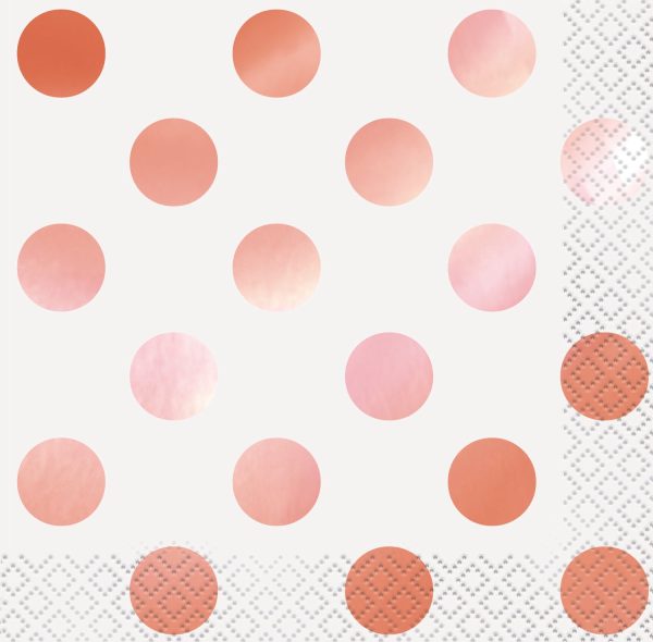 Rose Gold & Pink Polka Dot Dessert Napkins Supply