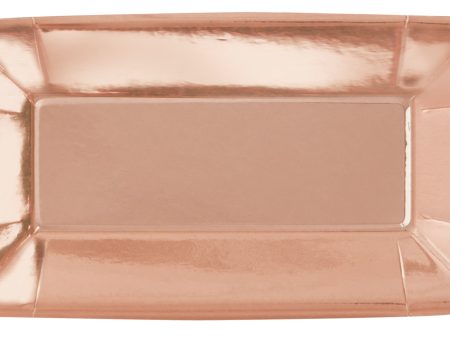 Rose Gold Rectangular Plates - 9x5 - 8 Count Cheap