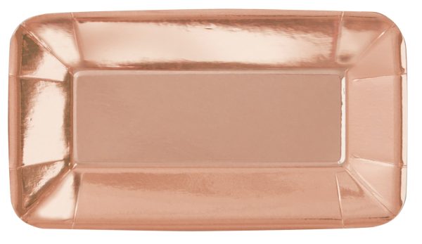 Rose Gold Rectangular Plates - 9x5 - 8 Count Cheap