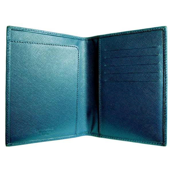 72 Smalldive Saffiano Leather Bi Colored Passport Wallet Blue Discount