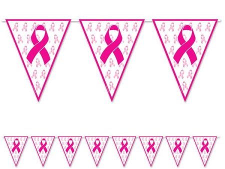 Breast Cancer Awareness Pennant Banner - 12 Feet long For Discount