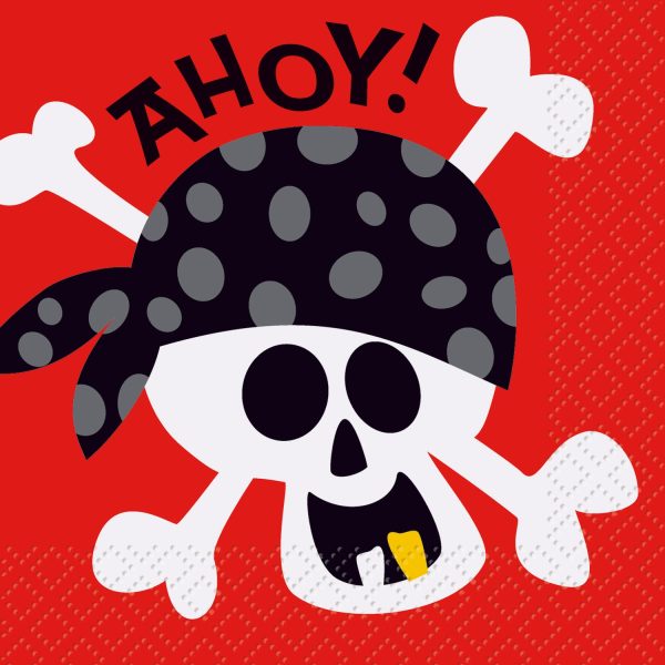 Pirate Fun Beverage Napkins   16 Count   2 Ply Sale