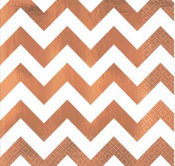 Premium Quality Beverage Napkins - Chevron Rose Gold Online Hot Sale