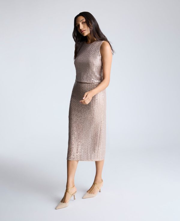 Pull-On Sequin Midi Skirt Online now