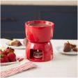 Red Ceramic Fondue Pot Set For Sale