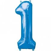 34  Mylar Balloon # 1 - Blue Hot on Sale