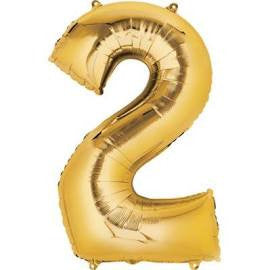 34  Gold Number Balloon - 2 Sale