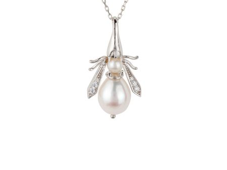 Latelita Pearl Gemstone Honey Bee Pendant Necklace Silver Supply