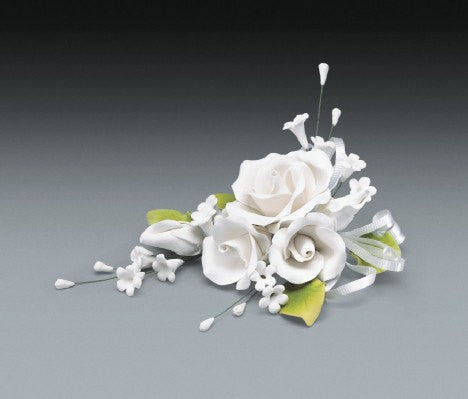 Gum Paste - Cake Topper - White Rose Spray - 7  on Sale