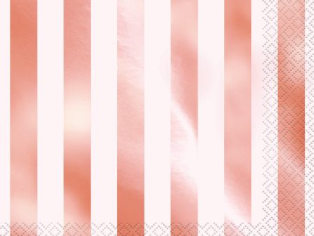 Rose Gold and Pink Striped Luncheon Napkins For Cheap