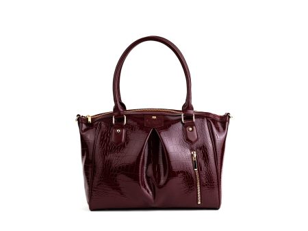 Gunas New York Madison Burgundy Croc Vegan Shoulder Bag For Sale