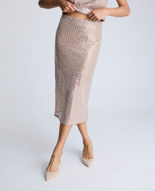 Pull-On Sequin Midi Skirt Online now