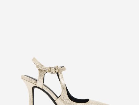 Romi Metallic Fabric Ankle Slingback Heel Fashion