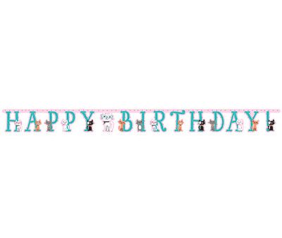 Purr-Fect Party Jointed Happy Birthday Banner - 10  x 7  For Cheap