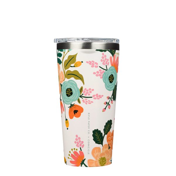 Corkcicle Rifle Paper Tumbler Insulated Stainless Steel Coffee Cup Cream Lively Floral on Sale