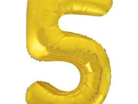 34  Gold Number Balloon - 5 Supply