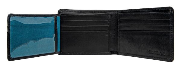 Hidesign Angle Stitch Leather Multi-Compartment Leather Wallet Black Fashion