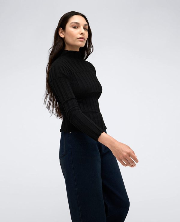 Ribbed Long Sleeve Mock Neck Sweater Sale