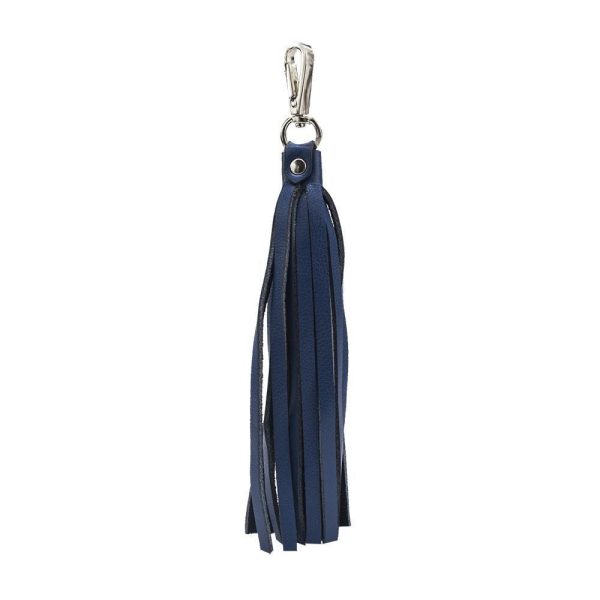 ClaudiaG Fringe Power Leather Bag Charm Keyring Sapphire Silver Online