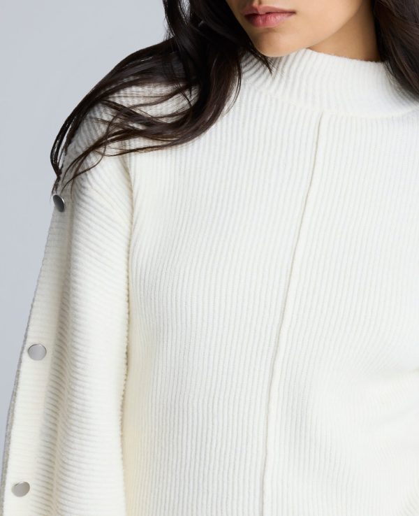 Mock Neck Pullover Sweater with Placket Sleeve Supply