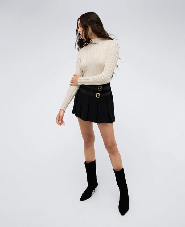 Ribbed Long Sleeve Mock Neck Sweater Fashion