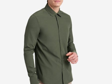 Stretch Solid Button-Down Shirt Fashion