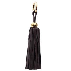 ClaudiaG Leather Tassel Keyring Bag Charm Gold Chocolate Hot on Sale