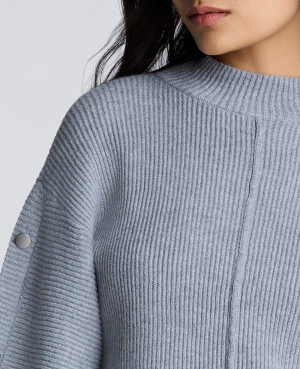 Mock Neck Pullover Sweater with Placket Sleeve Online